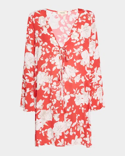 L AGENCE MEGHAN IKEBANA TIE-FRONT BLOUSON MINI DRESS