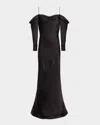 L Agence Melly French-cuff Silk Maxi Dress In Black