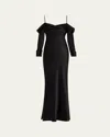 L Agence Melly French-cuff Silk Maxi Dress In Black