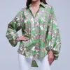 L AGENCE MICKEY LONG SLEEVE TUNIC TOP IN GRASS GREEN