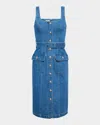 L Agence Midy Button-front Denim Tank Dress In Tipton