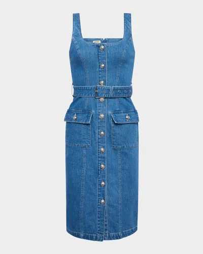 L Agence Midy Button-front Denim Tank Dress In Tipton