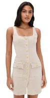 L Agence Midy Button Front Mini Dress Biscuit