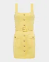 L Agence Midy Button-front Mini Dress In Pale Yellow