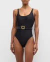 L AGENCE MILA SOLID SCOOP-NECK ONE-PIECE SWIMSUIT