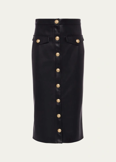 L Agence Milan Faux Leather Midi Skirt In Black