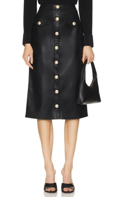 L'agence Milan Faux Leather Midi Skirt In Black