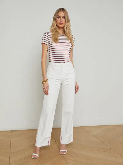 L Agence Miley Cuffed Wide-leg Jean In Multi