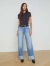 L Agence L'agence Miley High Rise Cuffed Wide Leg Jeans In Denmark In Caruso