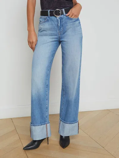 L Agence Miley Cuffed Wide-leg Jeans In Caruso In Multi