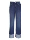 L Agence Miley Cuffed Wide-leg Jean In Blue