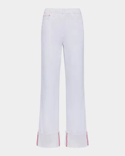 L Agence Miley Ultra-high Rise Cuffed Jeans In Blancscarlet Red Cont