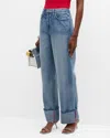 L Agence L'agence Miley High Rise Cuffed Wide Leg Jeans In Denmark In Emerson