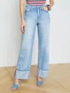 L Agence Miley Wide Leg Cuff Denim Pant In Emerson