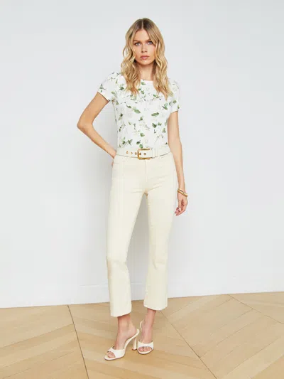 L Agence Mira Cropped Bootcut Jean In Creme Brulee