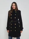 L'agence Nalini Long Wool-blend Military Coat In Black