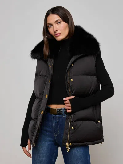 L Agence Nalo Faux Fur Puffer Vest In Black