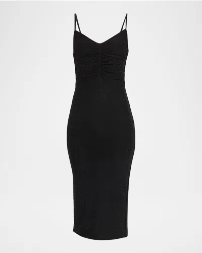 L Agence Narissa Embellished Shirred Midi Dress In Black