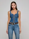 L Agence Nayeli Lace Up Corset Tank Top In Redford In Blue