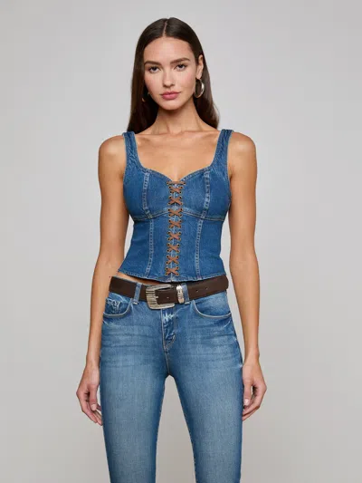 L Agence Nayeli Denim Corset Top