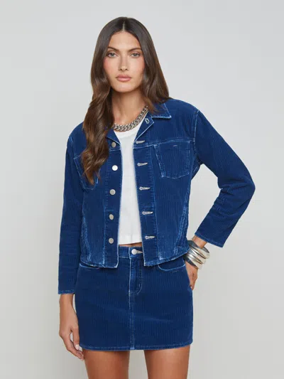 L Agence Nelly Corduroy Jacket In Lapis Blue
