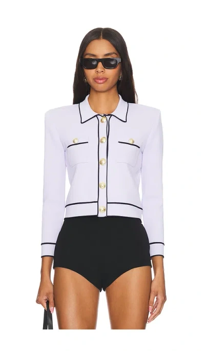 L Agence Neo Cont Trim Crop Cardi In Pale Lilac & Midnight