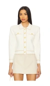L Agence Neo Contrast-trim Cropped Cardigan In Cream