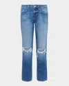 L Agence Nevia Low-rise Distressed Straight Jeans In Blue