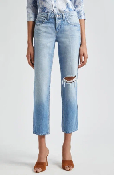 L Agence Nevia Low Rise Slouch Straight Leg Jeans In Caruso Destruct