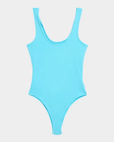 L Agence Nica Scoop-neck Tank Bodysuit In Blue