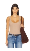 L Agence Nica Scoop Neck Tank Bodysuit In Brown