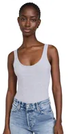 L AGENCE NICA SCOOP NECK TANK BODYSUIT HEATHER GREY