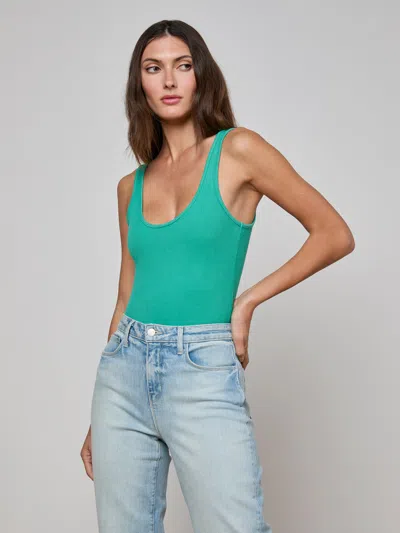 L Agence Nica Scoopneck Bodysuit In Bright Jade