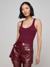 L'agence Nica Scoop-neck Ribbed Bodysuit In Burgundy