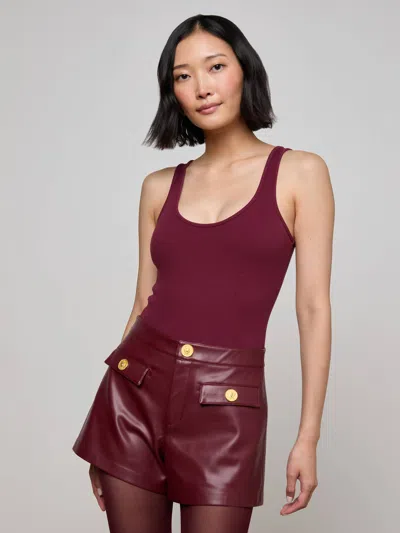 L Agence Nica Scoopneck Bodysuit In Brown