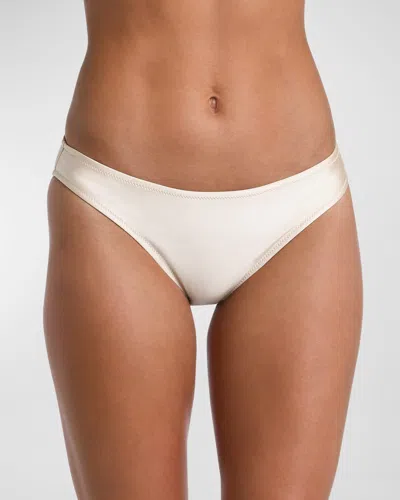 L Agence Nicole Solid Classic Bikini Bottoms In Champagne