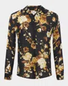 L Agence Nina Button-front Silk Blouse In Black Multi Ikebana