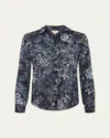 L Agence Nina Silk Blouse In Blackmidnight Floral Mutli