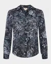 L Agence Nina Silk Blouse In Blackmidnight Floral Mutli