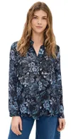 L AGENCE NINA LONG BLOUSE BLACK/MIDNIGHT FLORAL MULTI