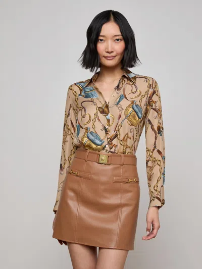 L Agence Nina Silk Blouse In Neutral