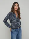 L Agence Nina Silk Blouse In Black/midnight Floral Multi
