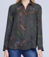 L Agence Nina Silk Blouse In Army Multi