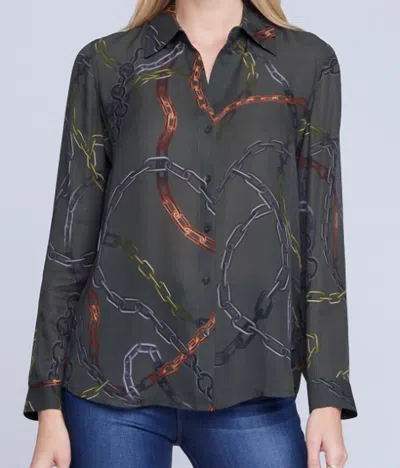 L Agence Nina Silk Blouse In Army Multi