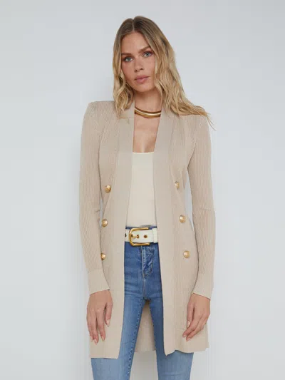 L Agence Noe Double-breasted Cardigan In Gold