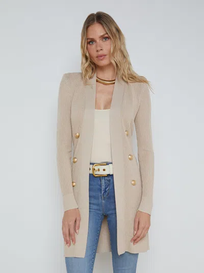 L Agence Noe Double-breasted Cardigan In White