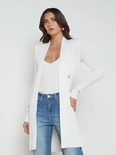 L Agence Noe Double-breasted Cardigan In White