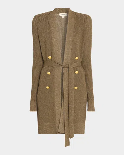L Agence Noe Double-breasted Metallic-knit Cardigan