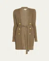 L Agence Noe Double-breasted Metallic-knit Cardigan In Gold