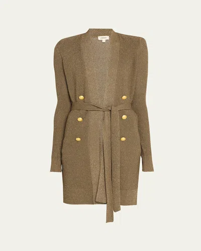 L AGENCE NOE DOUBLE-BREASTED METALLIC-KNIT CARDIGAN